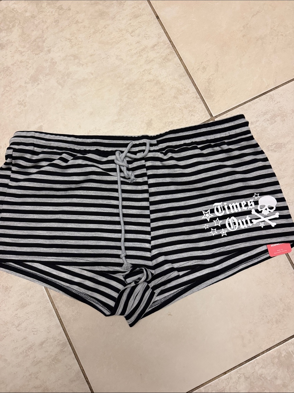 ROMWE Black and Gray Striped Athletic Lounge Shorts